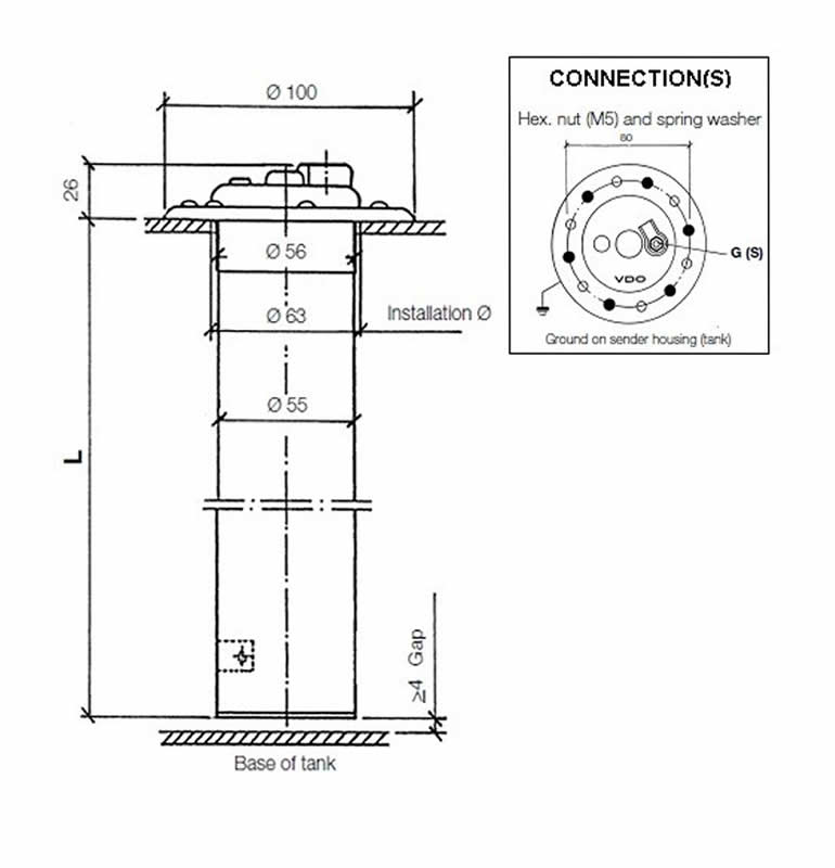 VDO Heavy Duty 80mm Tubular sender